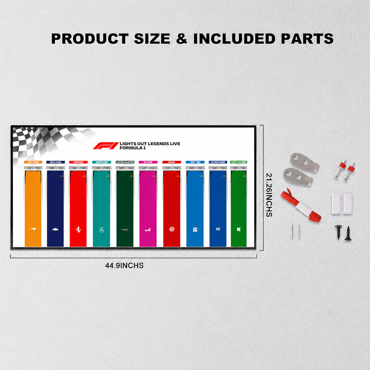 Wall Display Frame for LEGO® F1® Speed Champions F1 Cars Plus(Car not included)