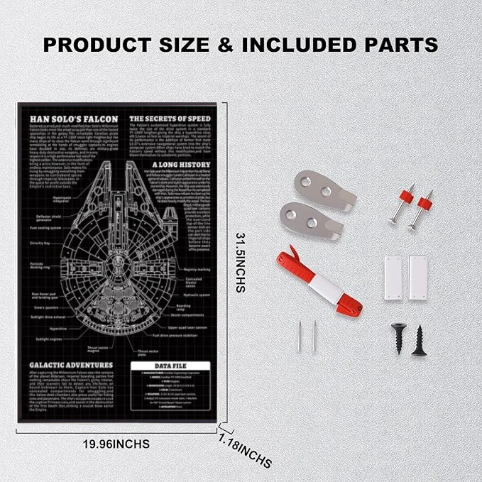 Wall Display frame for LEGO® Star Wars™ 75375 Millennium Falcon™(Model Not Included)