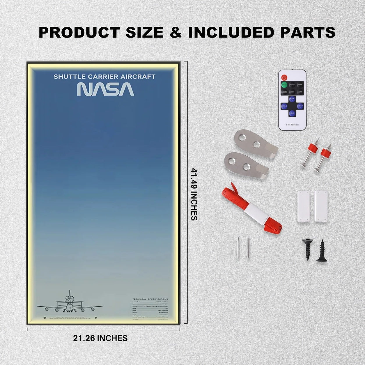 Wall Display Frame for LEGO® ICONS  Shuttle Carrier Aircraft 10360 (Model Not Included)