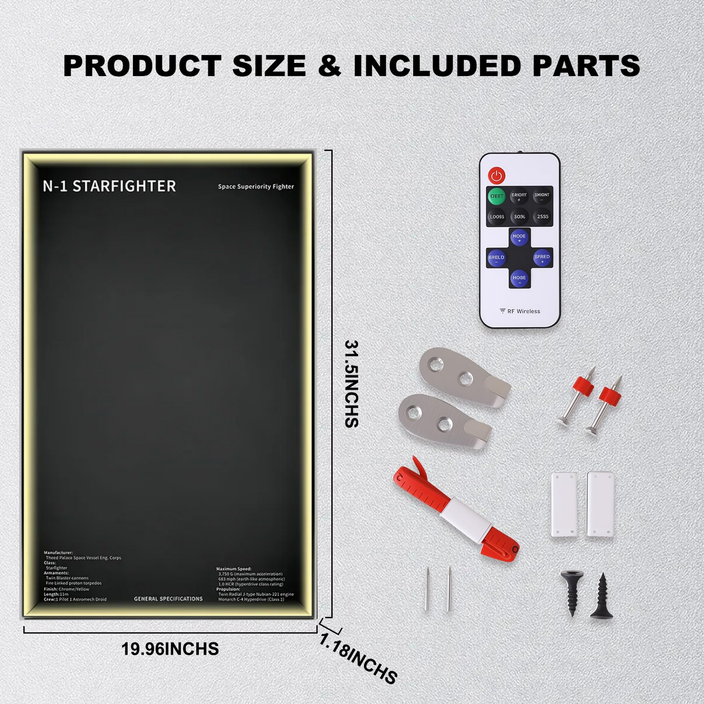 Wall Display Frame For LEGO® STAR WARS™ 75442 The Mandalorian's N1 Starfighter™ (Model Not Included)