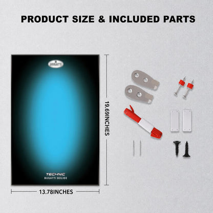 Wall Display Frame For LEGO® TECHNIC™ Bugatti Bolide Agile Blue Mid-Size Car 42162 (Model Not Included)
