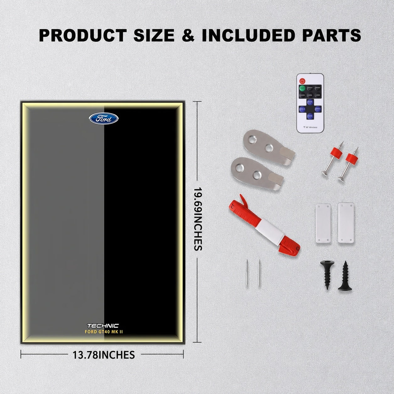 Wall Display Frame for LEGO® Technic™ 1966 Ford GT40 MKII Race Car Mid-Size Car 42223(Model Not Included)