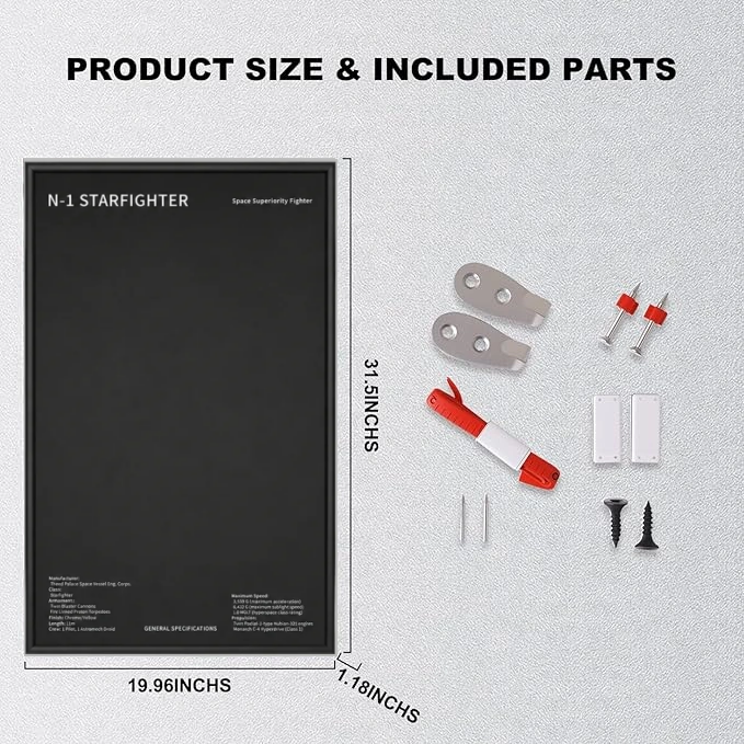 Wall Display Frame For LEGO® STAR WARS™ 75442 The Mandalorian's N1 Starfighter™ (Model Not Included)