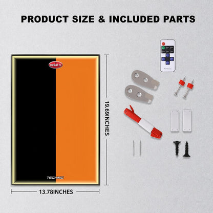 Wall Display Frame For LEGO® Technic™ Bugatti Chiron Pur Sport Hypercar Mid-Size Car 42222 (Model Not Included)