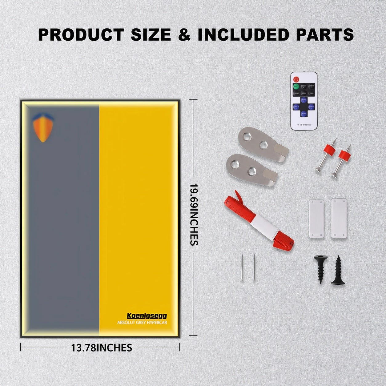Wall Display Frame For  LEGO® TECHNIC™ Koenigsegg Jesko Absolut Grey Hypercar MID-SIZE CAR 42173 (Model Not Included)