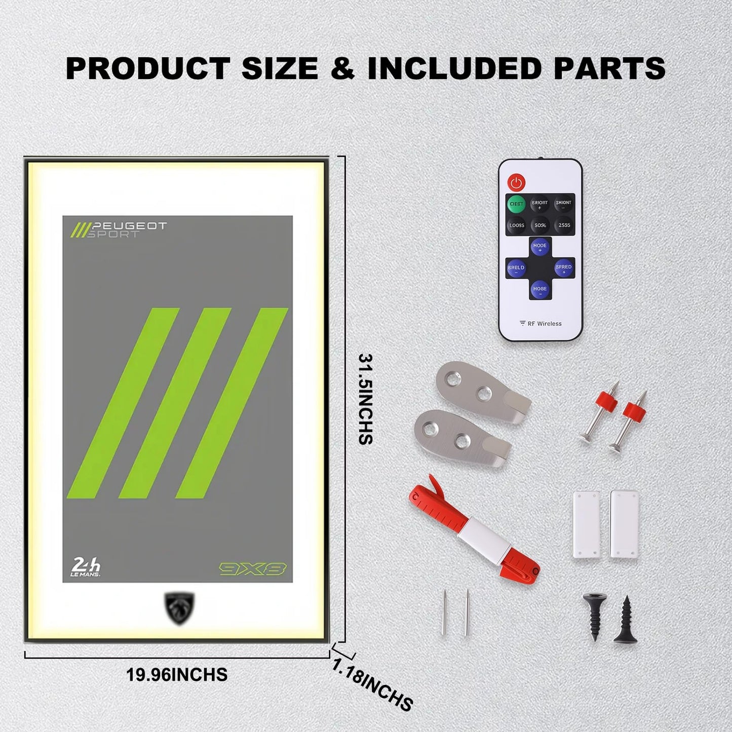 Wall Display Frame for LEGO® Technic™  42156 Peugeot 9X8 (Model Not Included)