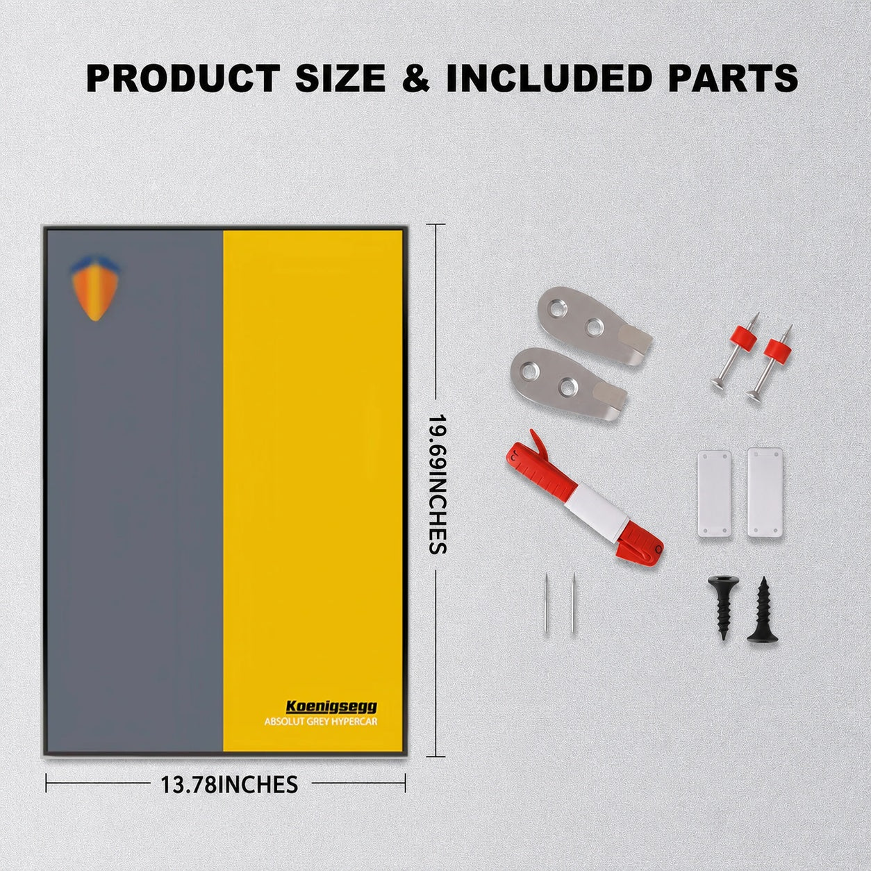 Wall Display Frame For  LEGO® TECHNIC™ Koenigsegg Jesko Absolut Grey Hypercar MID-SIZE CAR 42173 (Model Not Included)