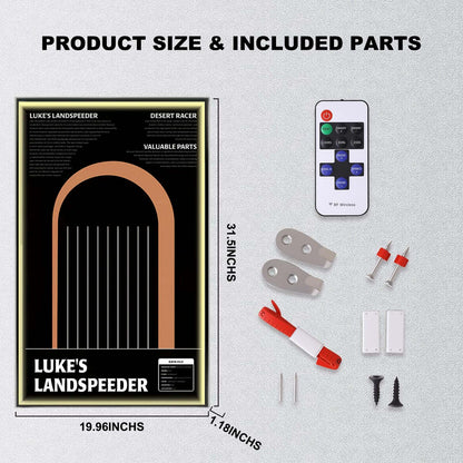 Wall Display Frame for LEGO® Star Wars 75341 Luke Skywalker’s Landspeeder™(Model Not Included)
