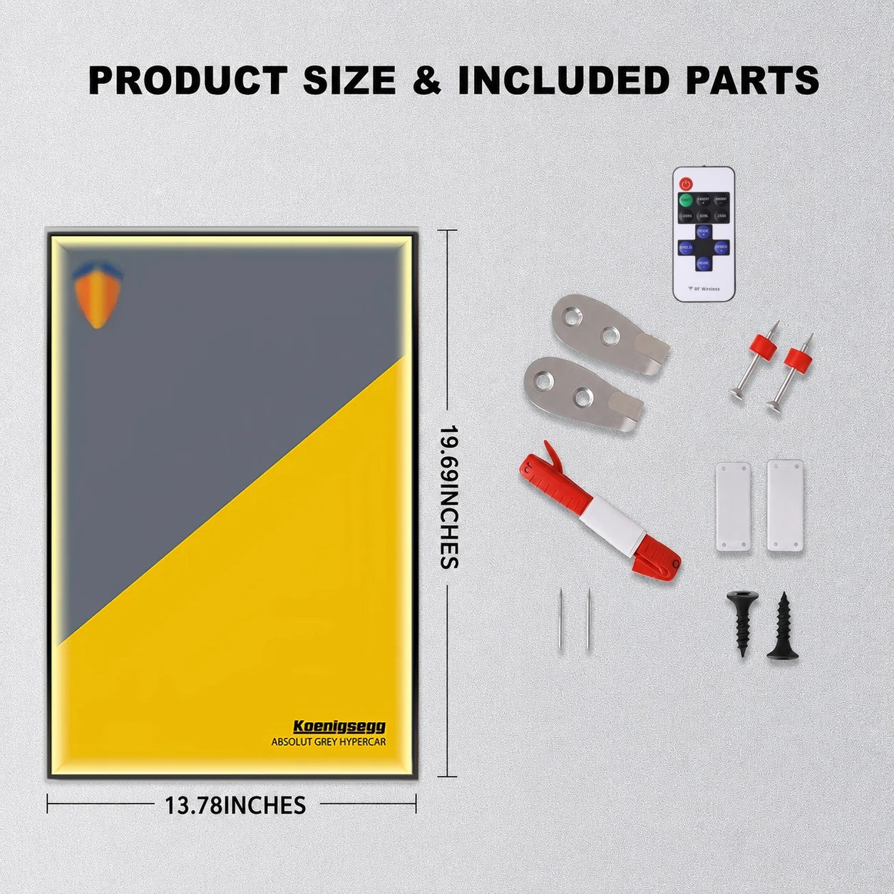 Wall Display Frame For  LEGO® TECHNIC™ Koenigsegg Jesko Absolut Grey Hypercar MID-SIZE CAR 42173 (Model Not Included)