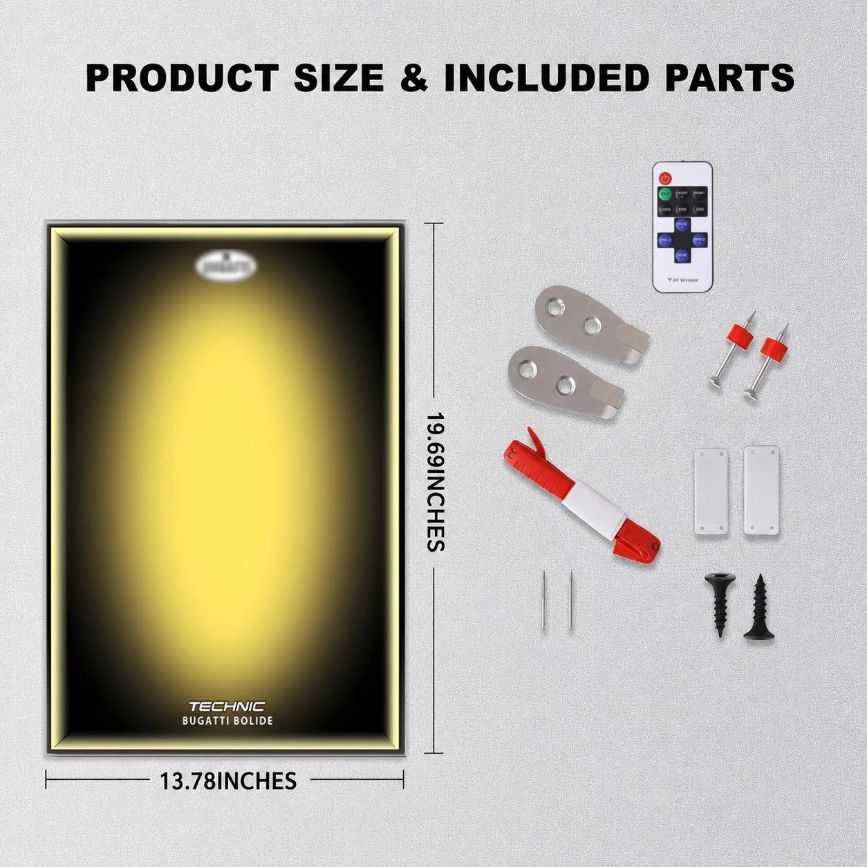 Wall Display Frame For LEGO® TECHNIC™ Bugtti Bolide Mid-Size CAR 42151(Model Not Included)
