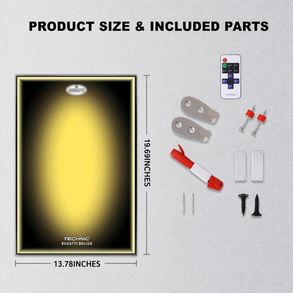 Wall Display Frame For LEGO® TECHNIC™ Bugtti Bolide Mid-Size CAR 42151(Model Not Included)