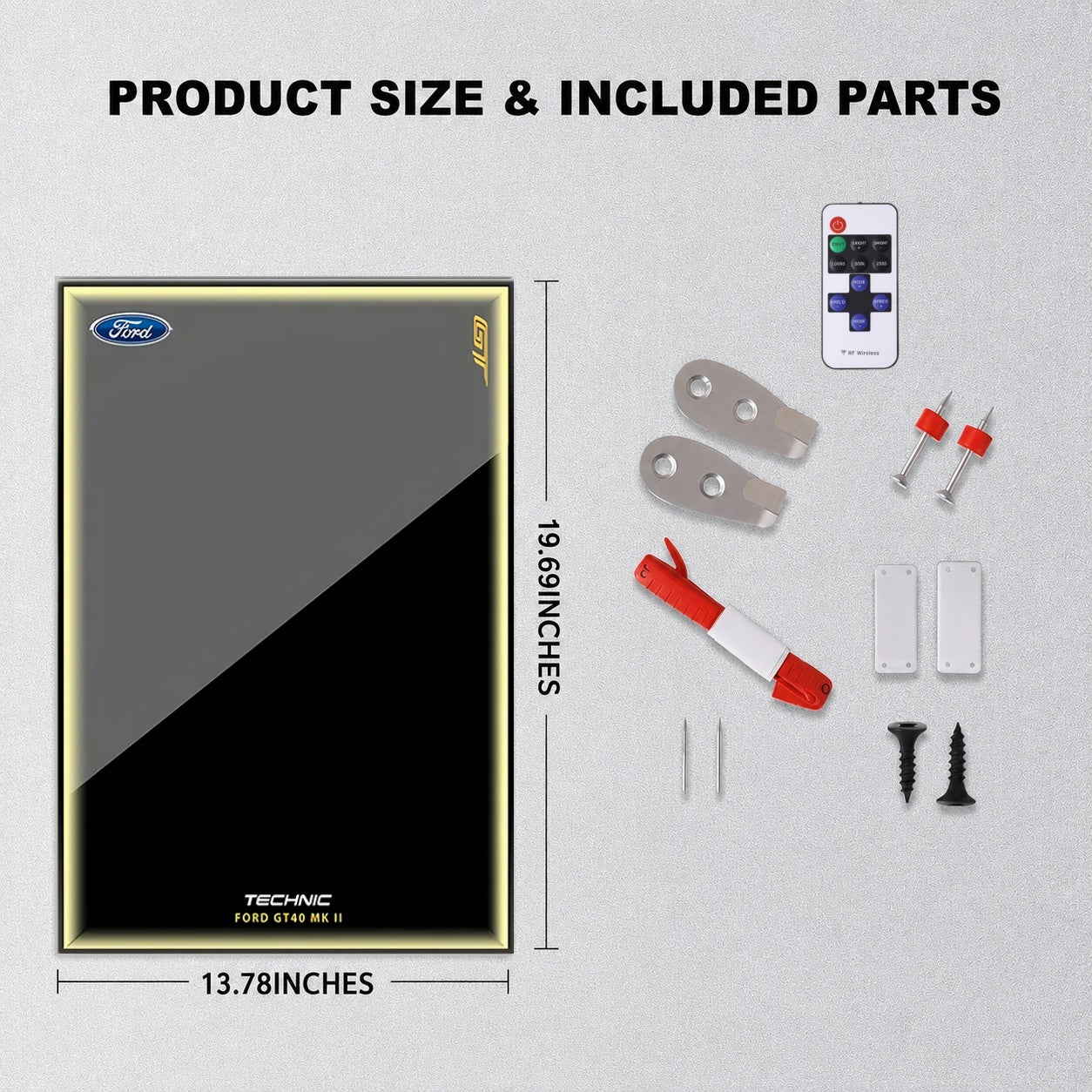 Wall Display Frame for LEGO® Technic™ 1966 Ford GT40 MKII Race Car Mid-Size Car 42223(Model Not Included)