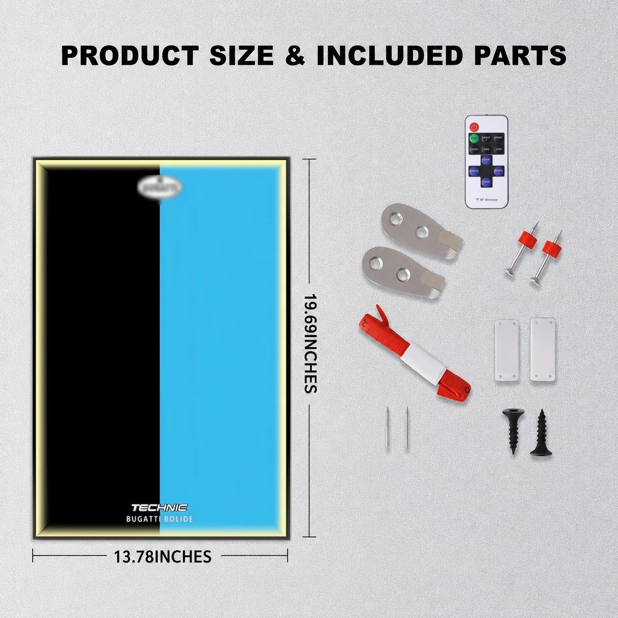 Wall Display Frame For LEGO® TECHNIC™ Bugatti Bolide Agile Blue Mid-Size Car 42162 (Model Not Included)