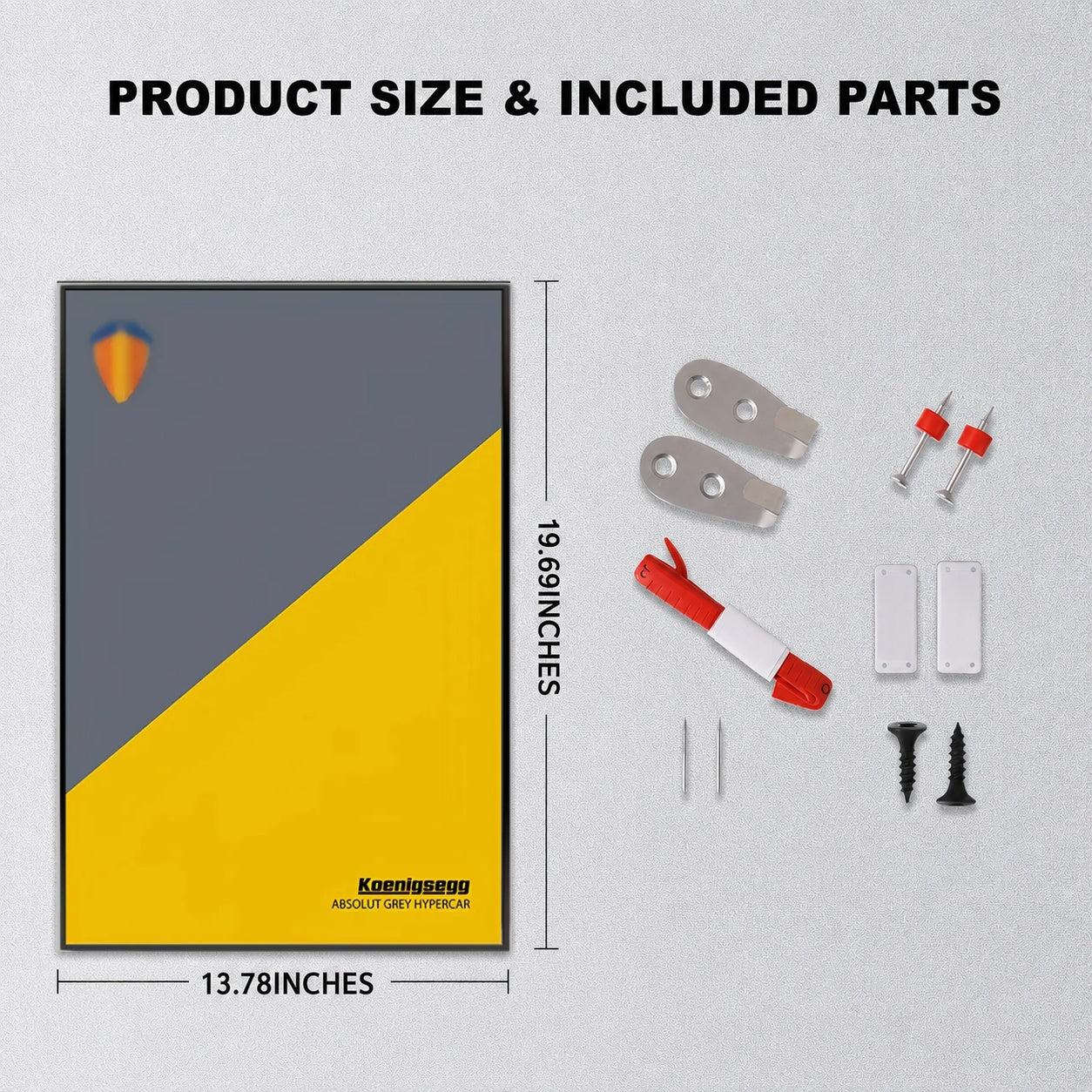 Wall Display Frame For  LEGO® TECHNIC™ Koenigsegg Jesko Absolut Grey Hypercar MID-SIZE CAR 42173 (Model Not Included)