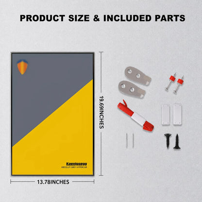 Wall Display Frame For  LEGO® TECHNIC™ Koenigsegg Jesko Absolut Grey Hypercar MID-SIZE CAR 42173 (Model Not Included)