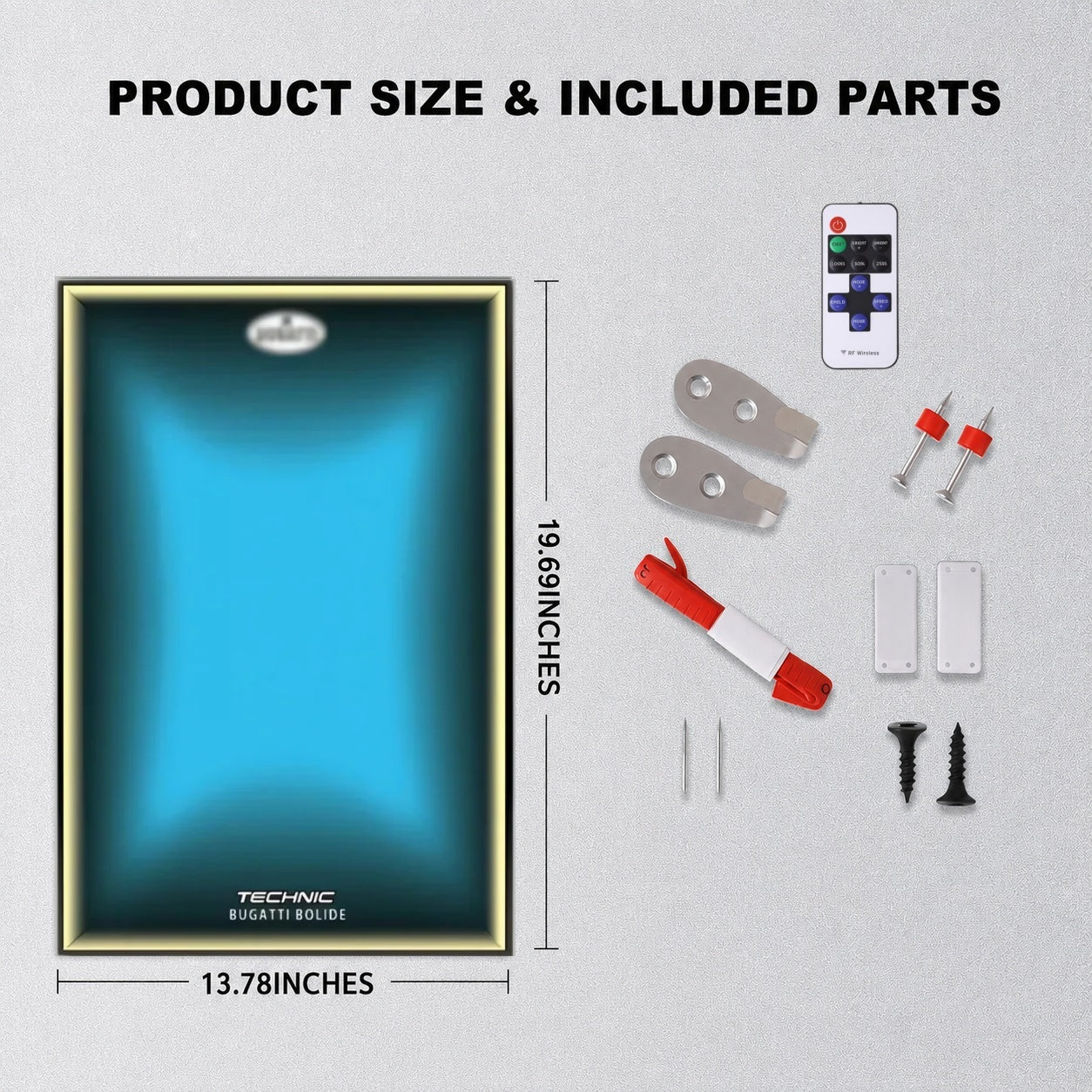 Wall Display Frame For LEGO® TECHNIC™ Bugatti Bolide Agile Blue Mid-Size Car 42162 (Model Not Included)