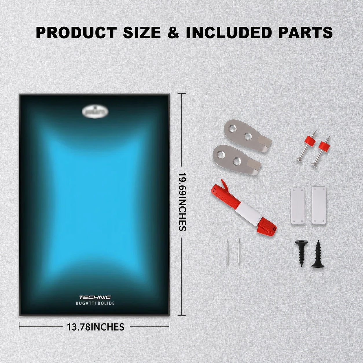 Wall Display Frame For LEGO® TECHNIC™ Bugatti Bolide Agile Blue Mid-Size Car 42162 (Model Not Included)