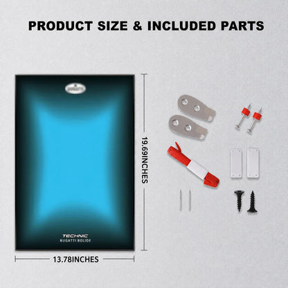 Wall Display Frame For LEGO® TECHNIC™ Bugatti Bolide Agile Blue Mid-Size Car 42162 (Model Not Included)