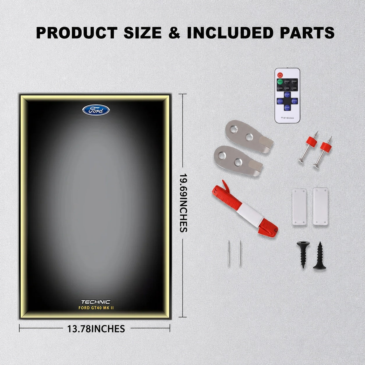 Wall Display Frame for LEGO® Technic™ 1966 Ford GT40 MKII Race Car Mid-Size Car 42223(Model Not Included)