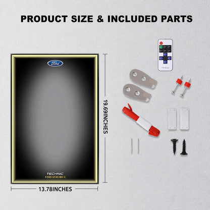 Wall Display Frame for LEGO® Technic™ 1966 Ford GT40 MKII Race Car Mid-Size Car 42223(Model Not Included)