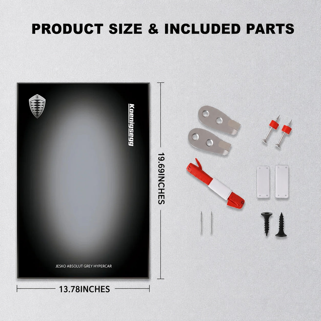 Wall Display Frame For  LEGO® TECHNIC™ Koenigsegg Jesko Absolut Grey Hypercar MID-SIZE CAR 42173 (Model Not Included)