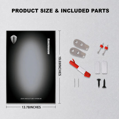 Wall Display Frame For  LEGO® TECHNIC™ Koenigsegg Jesko Absolut Grey Hypercar MID-SIZE CAR 42173 (Model Not Included)