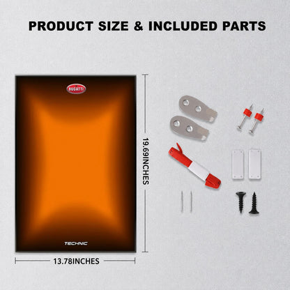 Wall Display Frame For LEGO® Technic™ Bugatti Chiron Pur Sport Hypercar Mid-Size Car 42222 (Model Not Included)