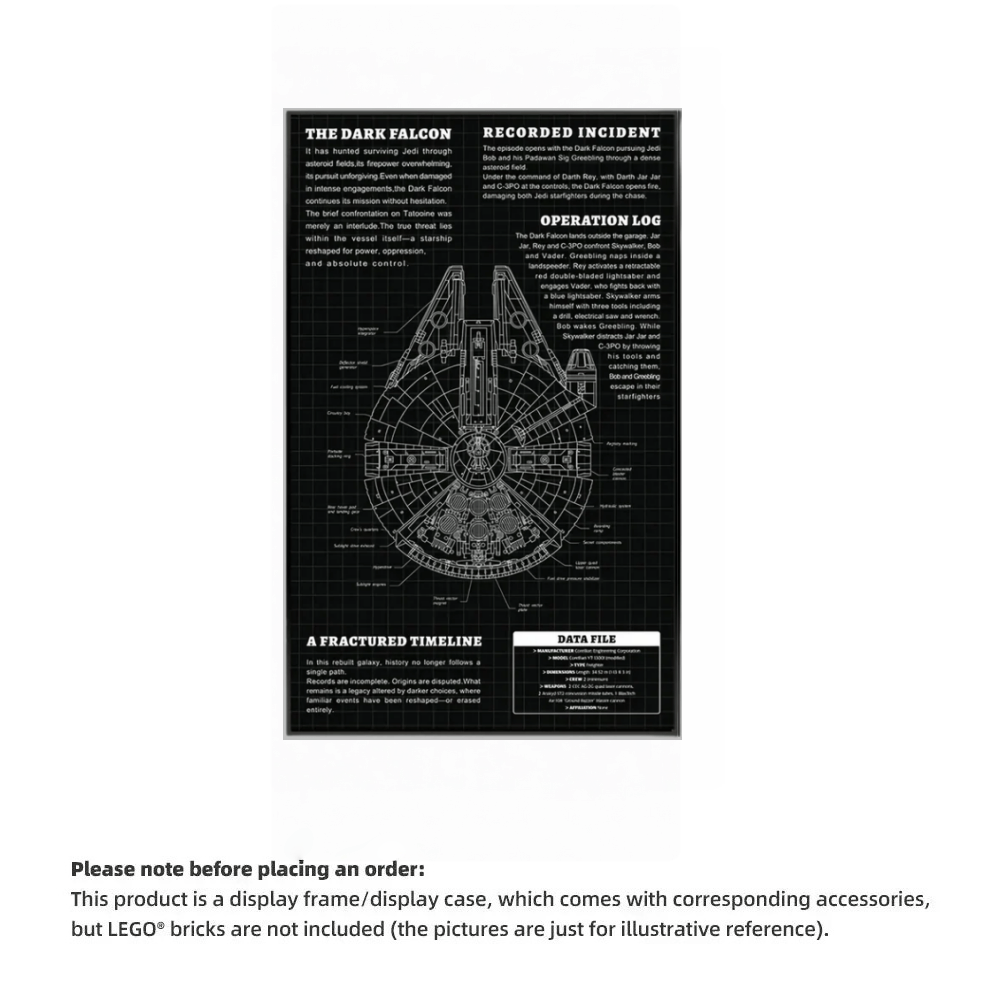 Display frame for LEGO® STAR WARS™ Dark Millennium Falcon 75389(Model Not Included)
