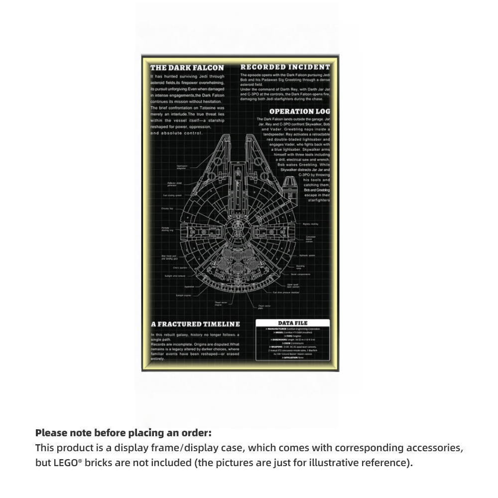 Display frame for LEGO® STAR WARS™ Dark Millennium Falcon 75389(Model Not Included)