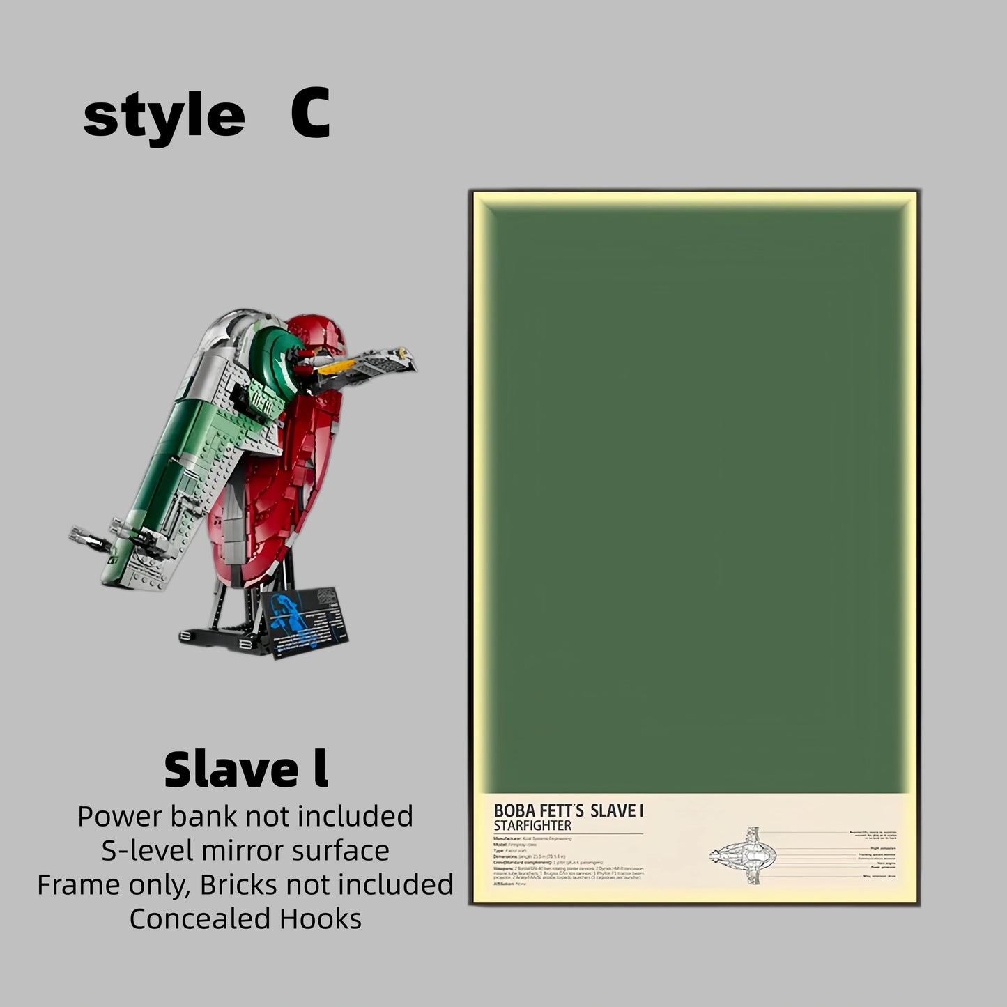 Wall Display frame for LEGO® STAR WARS™ 75060 Slave I(Model Not Included)