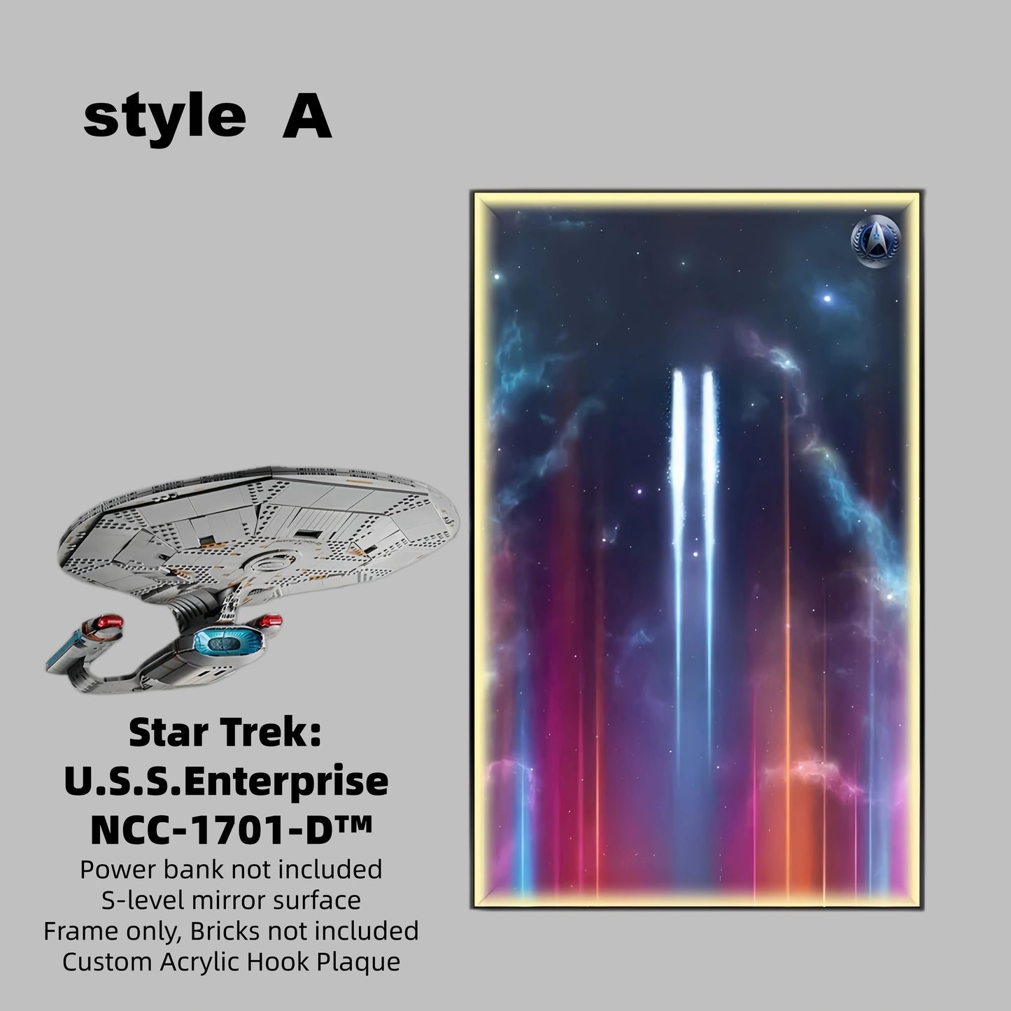 Wall Display frame for LEGO® ICONS Star Trek: U.S.S. Enterprise NCC-1701-D™ 10356(Model Not Included)
