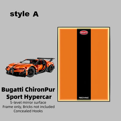 Wall Display Frame For LEGO® Technic™ Bugatti Chiron Pur Sport Hypercar Mid-Size Car 42222 (Model Not Included)