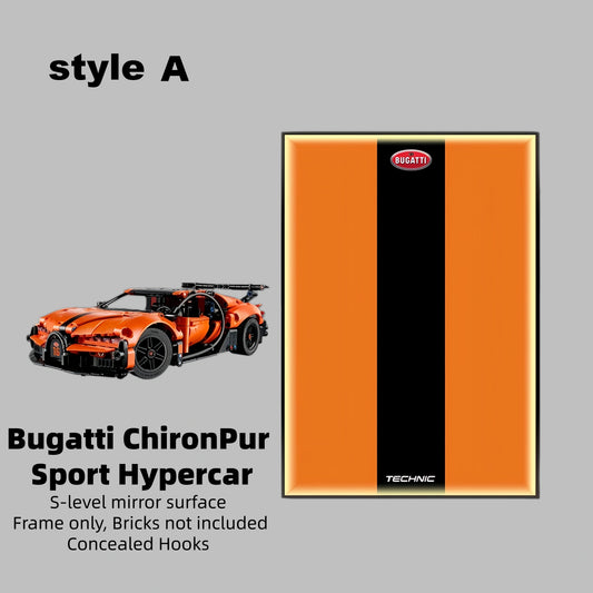 Wall Display Frame For LEGO® Technic™ Bugatti Chiron Pur Sport Hypercar Mid-Size Car 42222 (Model Not Included)