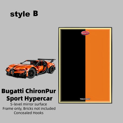 Wall Display Frame For LEGO® Technic™ Bugatti Chiron Pur Sport Hypercar Mid-Size Car 42222 (Model Not Included)