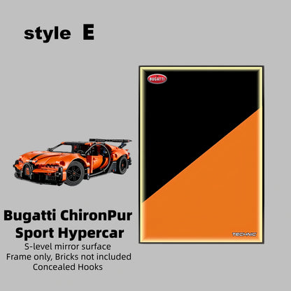 Wall Display Frame For LEGO® Technic™ Bugatti Chiron Pur Sport Hypercar Mid-Size Car 42222 (Model Not Included)