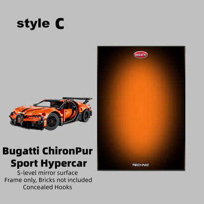Wall Display Frame For LEGO® Technic™ Bugatti Chiron Pur Sport Hypercar Mid-Size Car 42222 (Model Not Included)