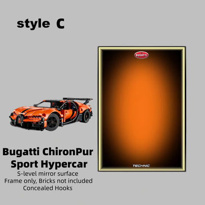Wall Display Frame For LEGO® Technic™ Bugatti Chiron Pur Sport Hypercar Mid-Size Car 42222 (Model Not Included)