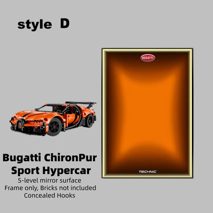 Wall Display Frame For LEGO® Technic™ Bugatti Chiron Pur Sport Hypercar Mid-Size Car 42222 (Model Not Included)