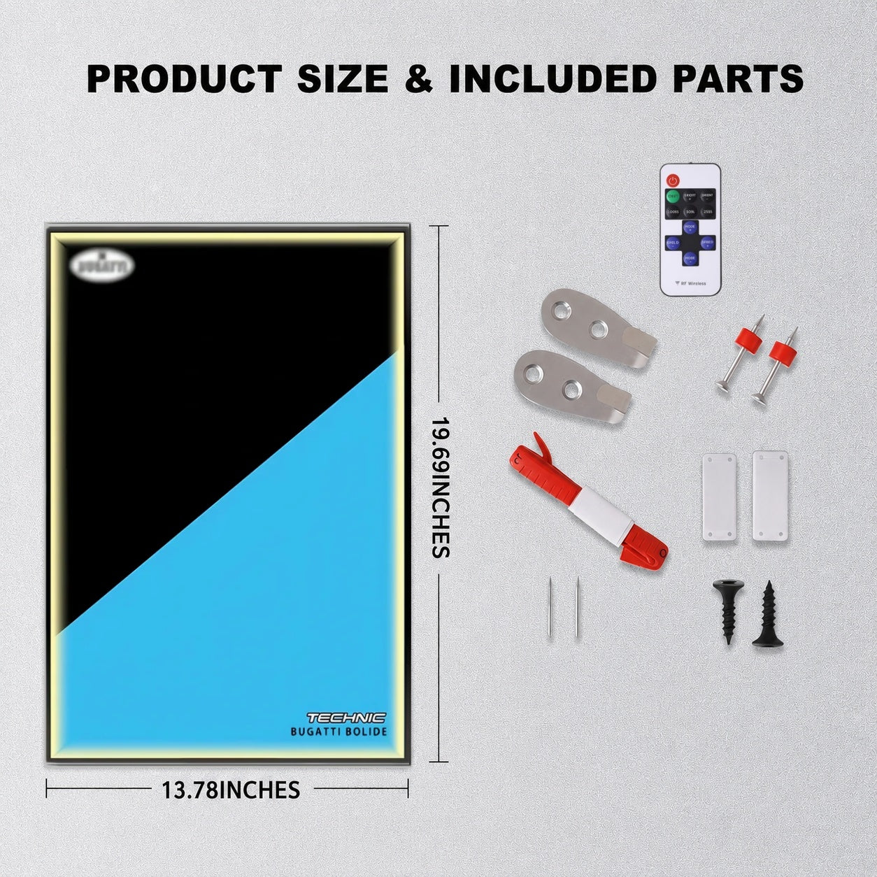 Wall Display Frame For LEGO® TECHNIC™ Bugatti Bolide Agile Blue Mid-Size Car 42162 (Model Not Included)