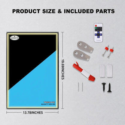 Wall Display Frame For LEGO® TECHNIC™ Bugatti Bolide Agile Blue Mid-Size Car 42162 (Model Not Included)