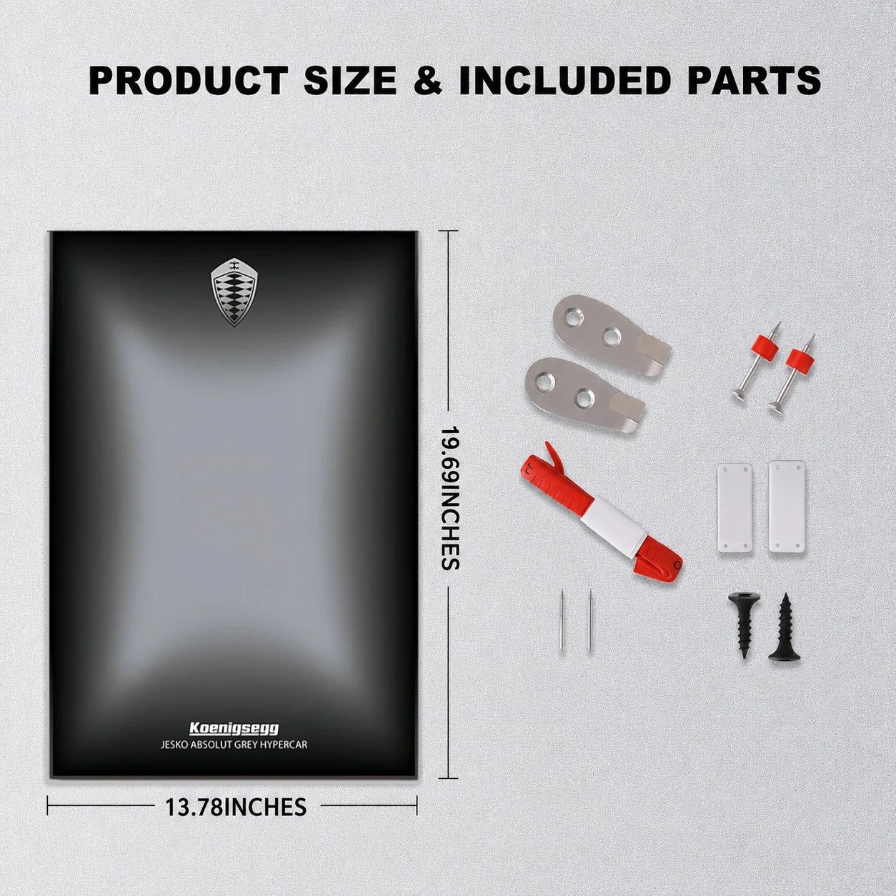 Wall Display Frame For  LEGO® TECHNIC™ Koenigsegg Jesko Absolut Grey Hypercar MID-SIZE CAR 42173 (Model Not Included)