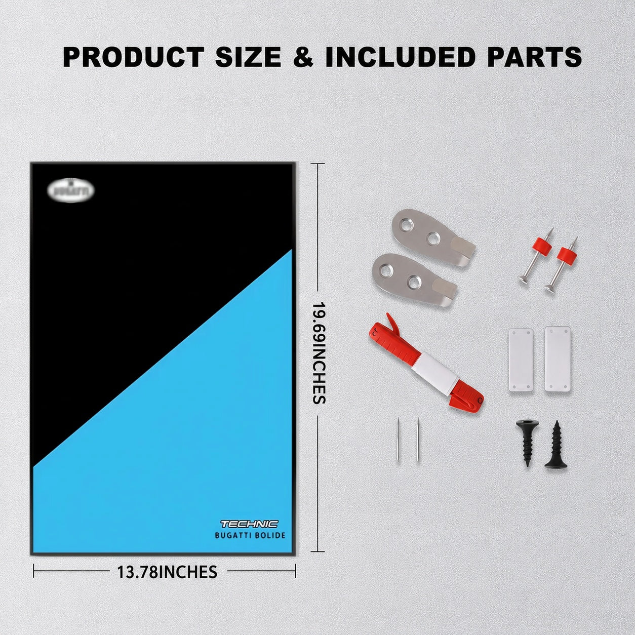 Wall Display Frame For LEGO® TECHNIC™ Bugatti Bolide Agile Blue Mid-Size Car 42162 (Model Not Included)