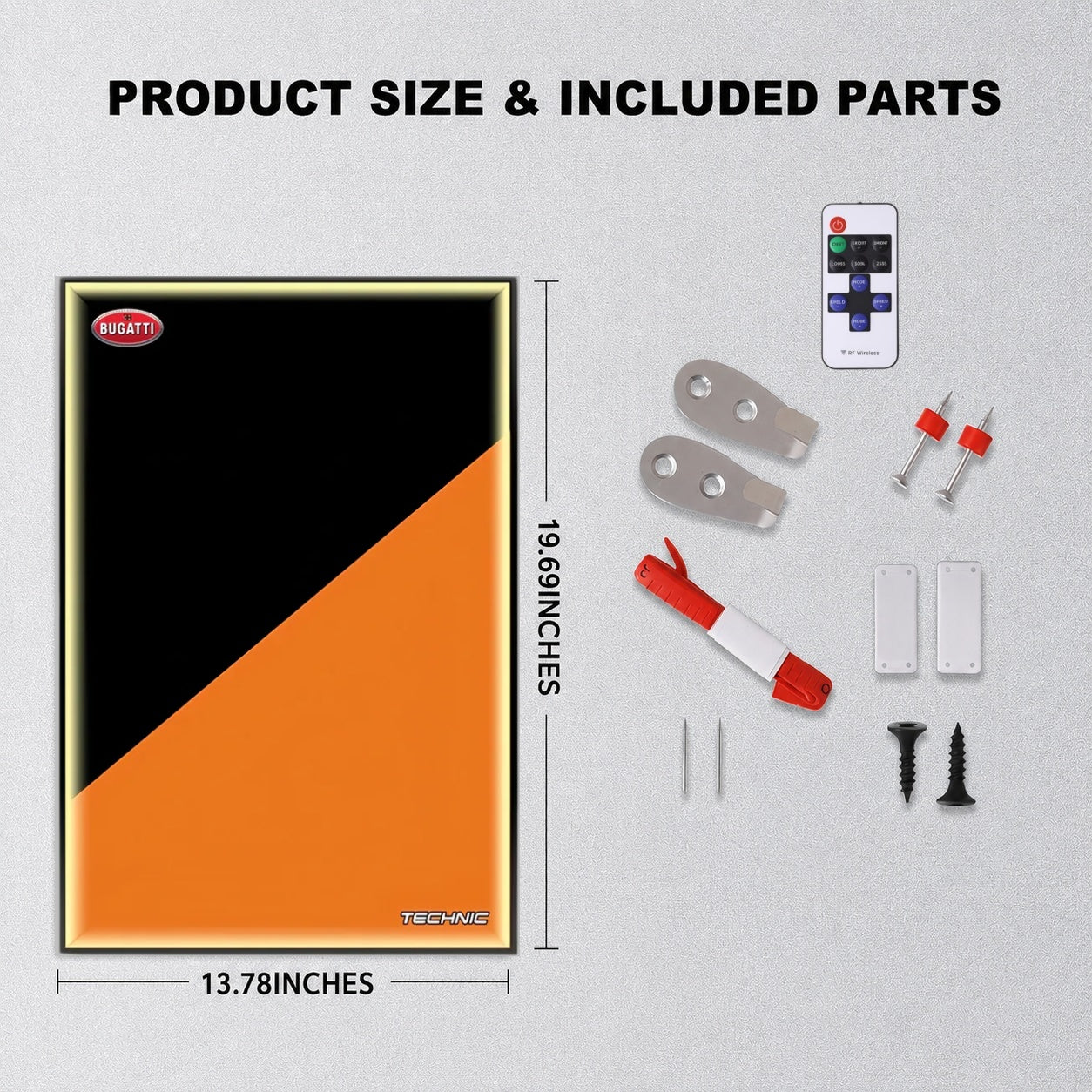 Wall Display Frame For LEGO® Technic™ Bugatti Chiron Pur Sport Hypercar Mid-Size Car 42222 (Model Not Included)