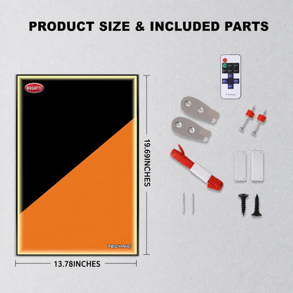 Wall Display Frame For LEGO® Technic™ Bugatti Chiron Pur Sport Hypercar Mid-Size Car 42222 (Model Not Included)