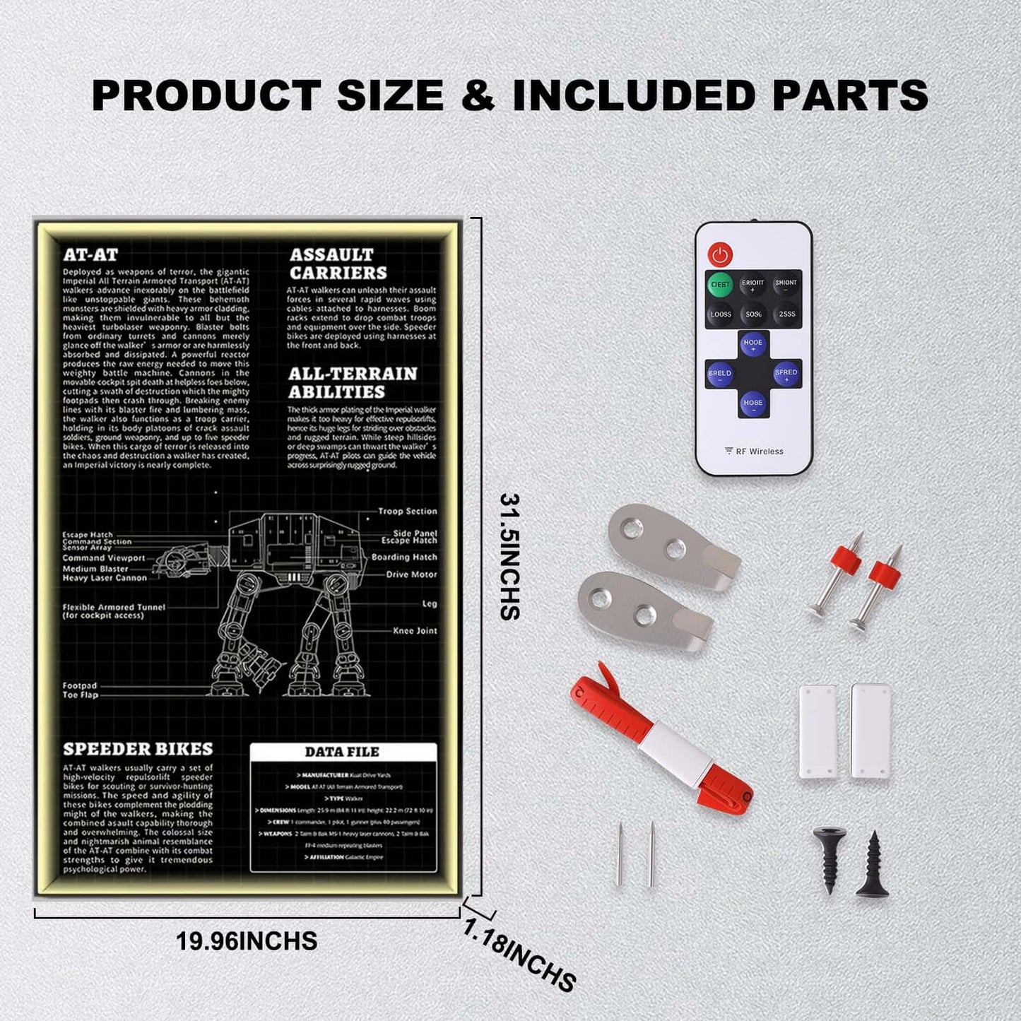 Wall Display Frame For LEGO® STAR WARS™ AT-AT™ 75288 (Model not included)