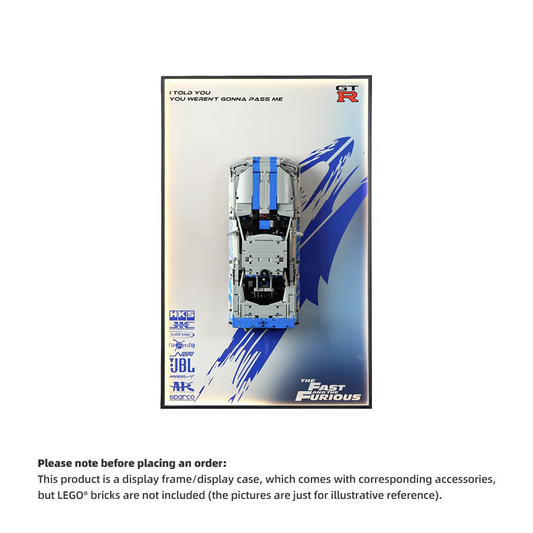 Wall Display Frame For LEGO® TECHNIC 42210 2 FAST 2 FURIOUS NISSAN SKYLINE GT-R (R34) CAR(Model Not Included)