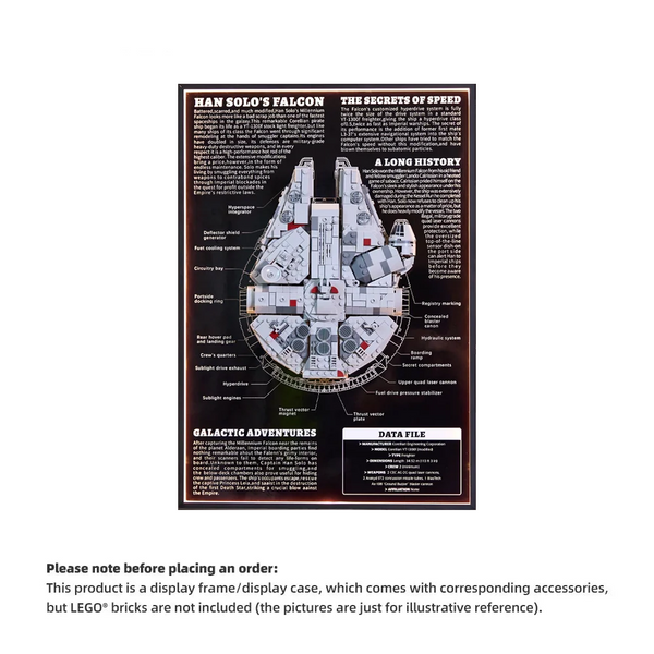 Wall Display frame for LEGO® Star Wars™ 75375 Millennium Falcon™(Model Not Included)