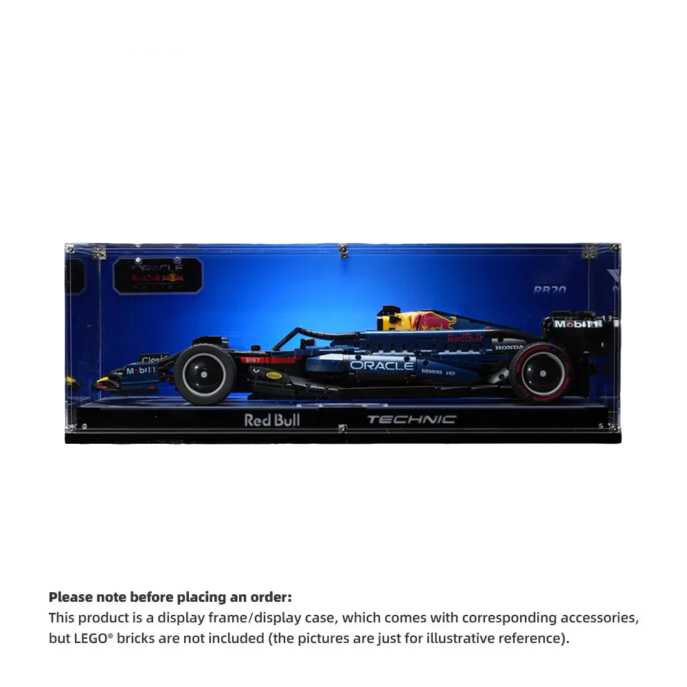 【PREMIUM】DISPLAY CASE FOR LEGO® ORACLE RED BULL RACING RB20 F1 42206 ULTRA-HIGH TRANSLUCENT ACRYLIC