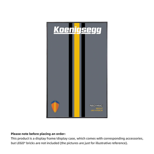 Wall Display Frame For  LEGO® TECHNIC™ Koenigsegg Jesko Absolut Grey Hypercar MID-SIZE CAR 42173 (Model Not Included)