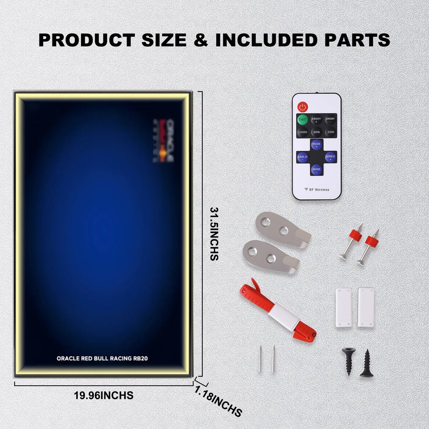 Wall Display Frame For LEGO® TECHNIC™ ORACLE RED BULL RACING RB20 F1 CAR 42206(Model Not Included)
